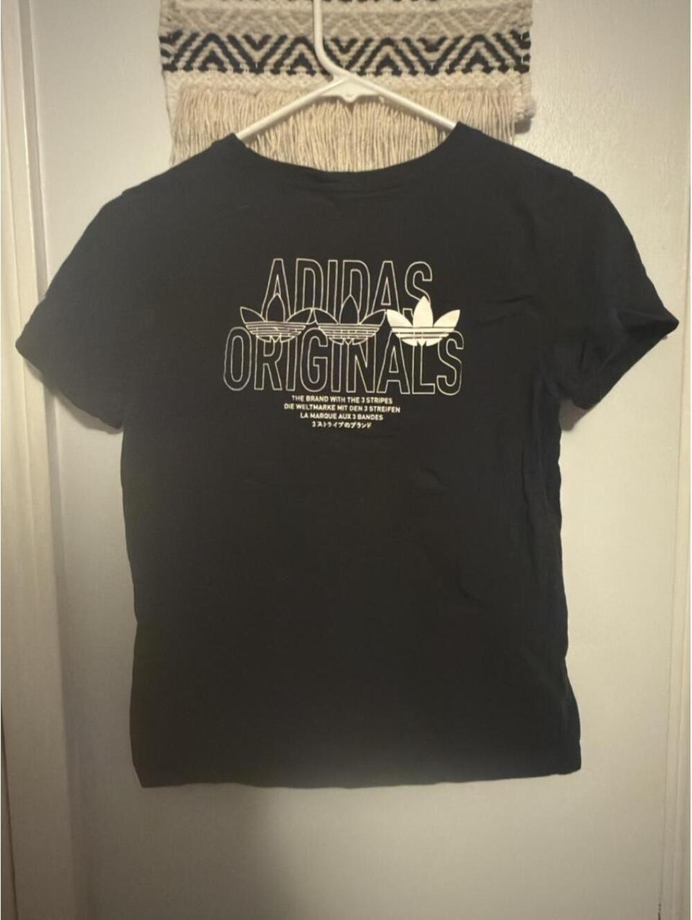Youth Black Adidas T-Shirt with White Logo, Size M, Very Good Condition - Picture 4 of 5